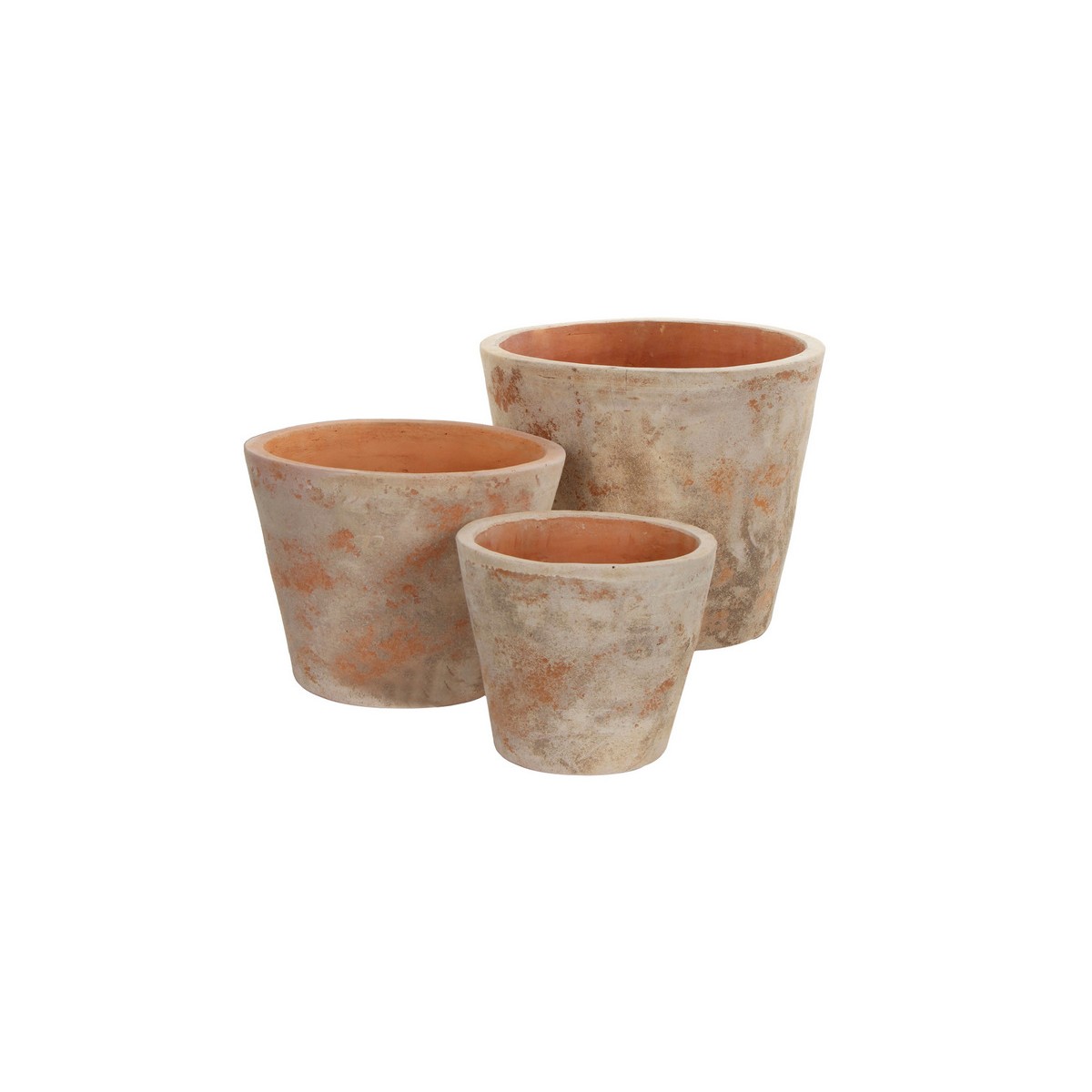 Set di 3 vasi di terracotta
